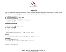 Load image into Gallery viewer, Montessori Magnetic &amp; Non-Magnetic Sorting Mat Printable PDF