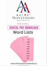 Load image into Gallery viewer, Montessori Pink Series 12 Word Lists Printable PDF