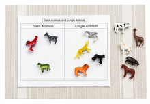 Load image into Gallery viewer, Montessori Farm &amp; Jungle Animal Sorting Activity with Objects