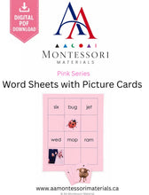 Load image into Gallery viewer, Montessori Pink Series Word Sheets with Picture Cards | Printable PDF