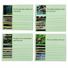 Load image into Gallery viewer, Montessori Green Series Complete Sentence Cards | 20 Common Phonograms | Phonics Reading Materials