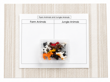 Load image into Gallery viewer, Montessori Farm &amp; Jungle Animal Sorting Activity with Objects