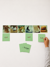 Load image into Gallery viewer, Montessori Green Series R-Controlled Vowel Picture and Word Card: ar • er • ir • or • ur