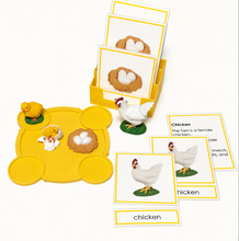 Load image into Gallery viewer, Montessori Chicken Life Cycle &amp; Classification Activity Set with Tray &amp; Card Holder