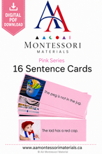Load image into Gallery viewer, Montessori Pink Series 16 Printable Sentences PDF