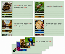 Load image into Gallery viewer, Montessori Green Series Complete Sentence Cards | 20 Common Phonograms | Phonics Reading Materials