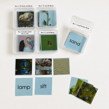 Load image into Gallery viewer, Montessori Blue Series Picture and Corresponding Word Cards with 5 Storage Boxes