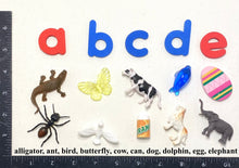 Load image into Gallery viewer, Montessori Beginning Sound Objects with Magnetic Foam Letters | 52 Phonetic Objects + 26 Lowercase Letters