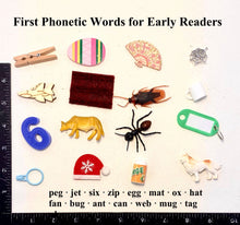 Load image into Gallery viewer, Montessori Beginning Sound Objects with Magnetic Foam Letters | 52 Phonetic Objects + 26 Lowercase Letters