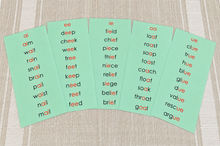 Load image into Gallery viewer, Montessori Green Series Starter Kit 2 | ai, ee, ie, oa, ue | Montessori Reading Materials