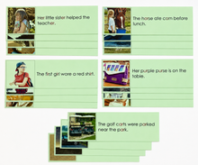 Load image into Gallery viewer, Montessori Green Series Complete Sentence Cards | 20 Common Phonograms | Phonics Reading Materials