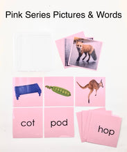 Load image into Gallery viewer, Montessori Pink Series Pictures and corresponding word cards with storage boxes