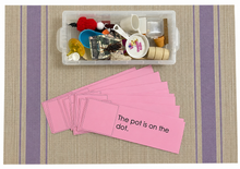 Load image into Gallery viewer, Montessori Pink Series Sentence Cards with Rhyming Objects | 12 CVC Reading Cards