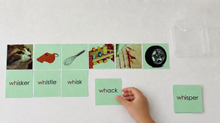 Load image into Gallery viewer, Montessori Green Series Phonogram set one Picture Cards &amp; Word Cards | Set 1 (sh, wh, ch, th, qu)