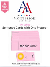 Load image into Gallery viewer, Montessori Pink Series Sentence Cards with One Picture | Printable PDF