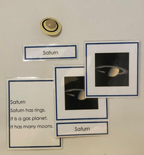 Load image into Gallery viewer, Montessori Solar System Classification Set with Sun and Planets, 3-Part Cards, and Description Cards