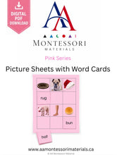 Load image into Gallery viewer, Montessori Pink Series Picture Sheets with Word Cards | Printable PDF