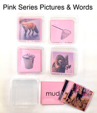 Load image into Gallery viewer, Montessori Pink Series Pictures and corresponding word cards with storage boxes