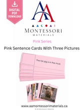 Load image into Gallery viewer, Montessori Pink Series Sentence Cards with Three Pictures | Printable PDF