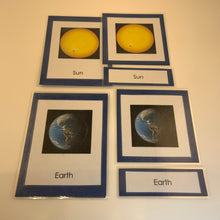 Load image into Gallery viewer, Montessori Solar System Three Part Classified Cards