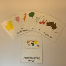 Load image into Gallery viewer, Montessori Animals of the world Three Part Classified Cards