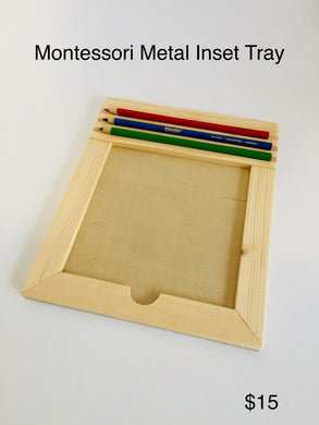 Montessori handmade wooden Single Metal Insets Tray