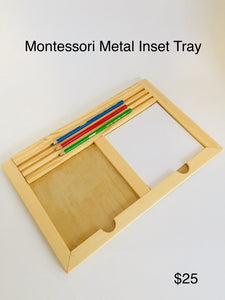 Montessori handmade wooden Double Metal Insets Tray
